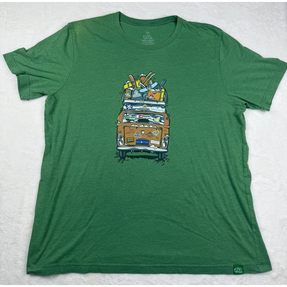 Wild Tribute Mens XXL Green Graphic T-Shirt Ski Snowboard Van Park City Utah